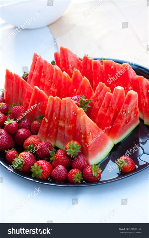 Wedding Watermelon Fruit Platter At A Buffet Stock Photo 121834768