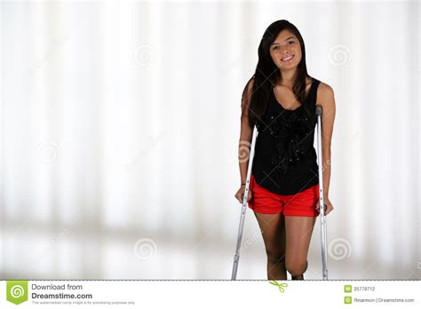 Girl On Crutches Stock Photography Image 25779712