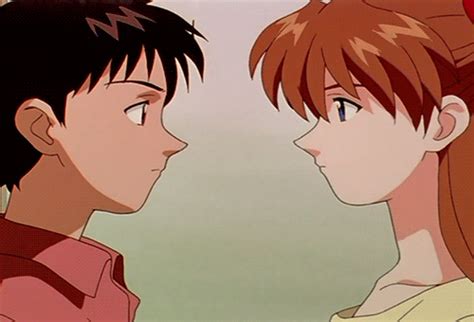 Shinji Ikari Asuka Langley Kissing Scene Neon Genesis Evangelion Neon Genesis Evangelion