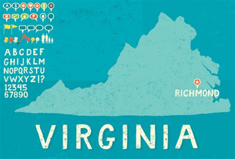 Karte Von Virginia Mit Symbolen Stock Vektor Art Und Mehr Bilder Von
