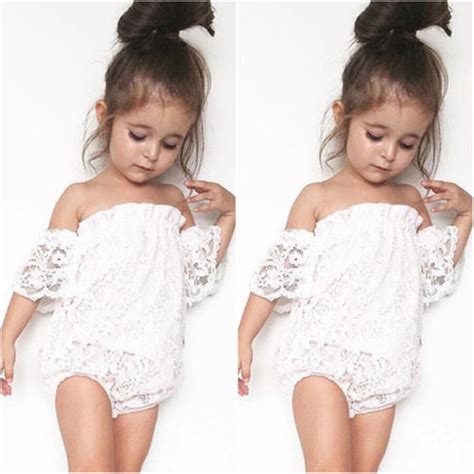 Newborn Infant Baby Girl Kids Clothes Cute Floral Lace Off Shoulder