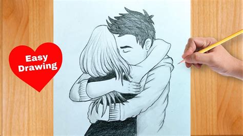 💕hug Day Drawing💏 Hug Drawing Easy For Beginners Couple Hug Drawing Pencil Sketch Youtube