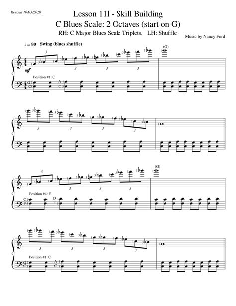 Lesson 11l Skill Building Rh Blues Scale Triplets Rh G Sheet