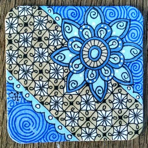 Zentangle tipo printemps realizado siguiendo las instrucciones de la profesora certificada en zentangle zentangle type printemps realized following the instructions of the certified teacher in. Bijou for swap in ZATCS, Sept 2015. Julie Beland. Harvard and Printemps. Zentangle. ZIA ...