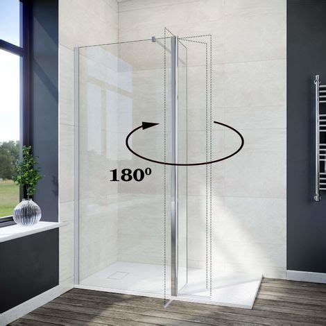 ELEGANT 760mm Walk In Shower Screen Glass Panel With 300mm Return Panel