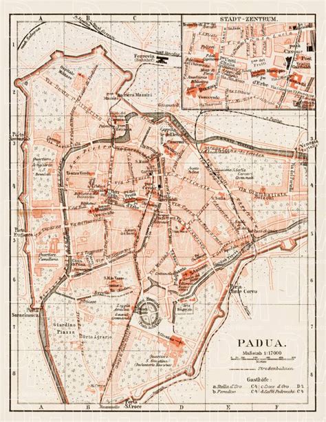 Old Map Of Padua Padova In 1909 Buy Vintage Map Replica Poster Print