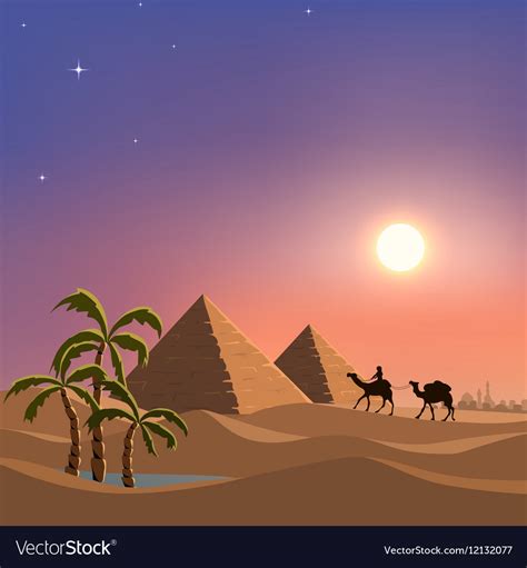 Cartoon Of Small Oasis In The Desert Royalty Free Vector
