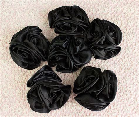 6 Black Satin Triple Rose Rosette Mini Rosette By Craftcabaret Floral Supplies Rosettes Rose