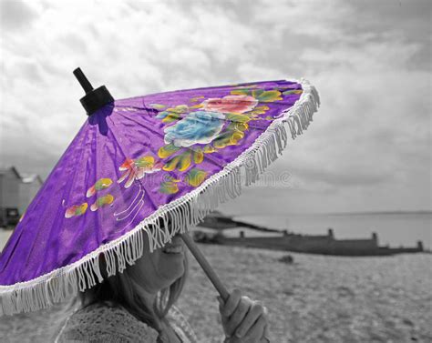 Parasol Beach Girl Stock Photo Image Of Ocean Protection 71523620