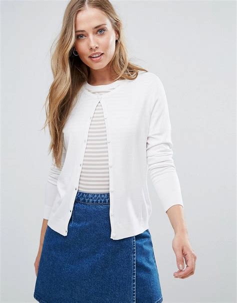 Only Bella Button Up Cardigan White Knitting Women Cardigan Casual