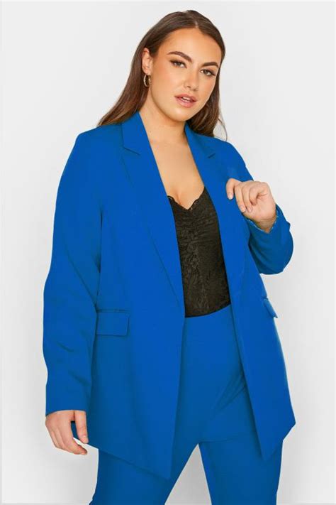 Plus Size Cobalt Blue Lined Blazer Yours Clothing