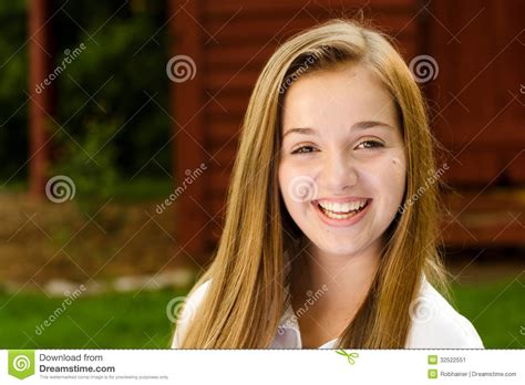 Outdoor Portrait Of Pretty Young Teen Girl Stock Image
