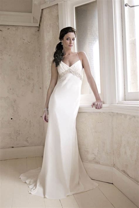 Luxurious Silk Spaghetti Straps Sheath Wedding Dress Wedding Dresses