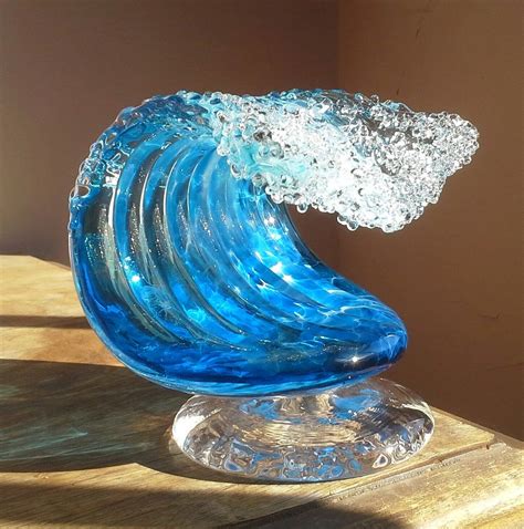 Ocean Wave With Cremains Glass Artists Memorial Glass Glass Art Sculpture