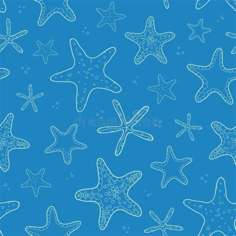 Fondo Inconsútil Del Modelo De La Textura Azul De Las Estrellas De Mar