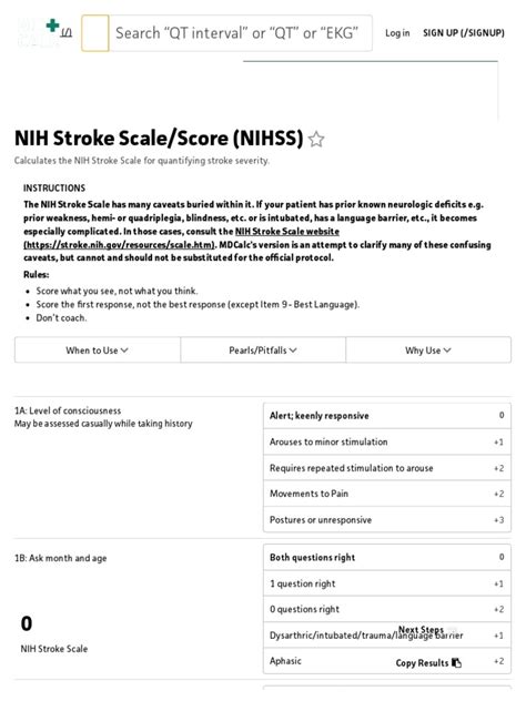 Nih Stroke Scalescore Nihss Mdcalc Pdf Stroke Aphasia