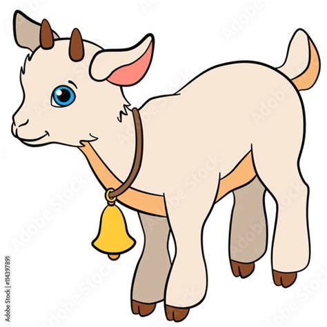 Cartoon Farm Animals For Kids Little Cute Baby Goat Stock Image And