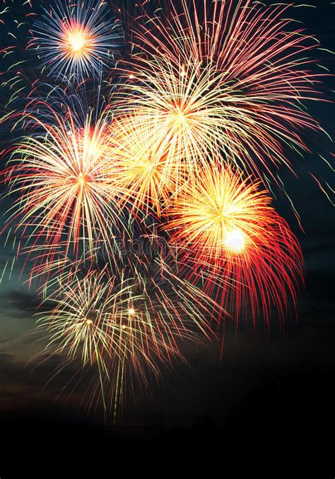 Brightly Colorful Fireworks In The Night Sky Stock Image Image Of