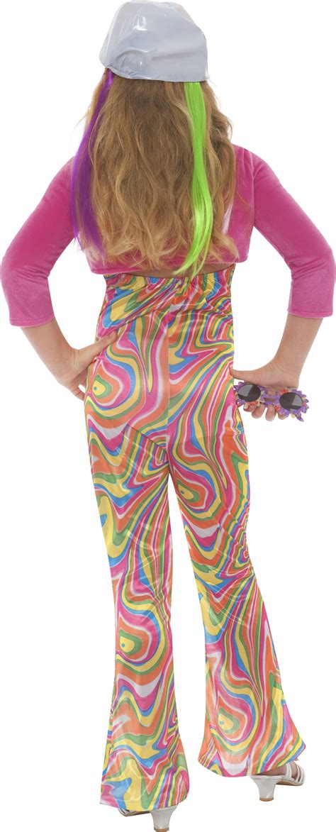 Girls Hippy Costume Childs 60s 70s Groovy Glam Fancy Dress Disco Hippie