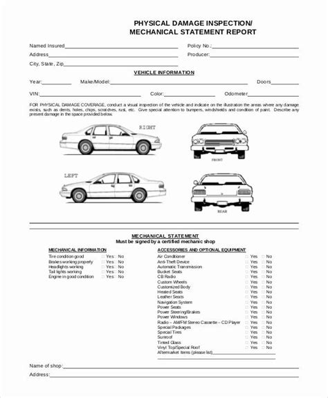 Free Printable Vehicle Condition Report Template New Image Result For
