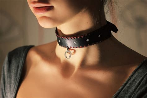 Submissive Collar BDSM Day Angel Collar Charm Black Leather Etsy