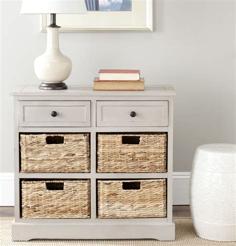 Safavieh Herman 2-Drawer Storage Unit with 4 Wicker Baskets - Walmart
