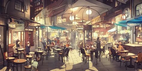 A Beautiful Urban Cafe Anime Style Cozy And Peaceful Stable Diffusion