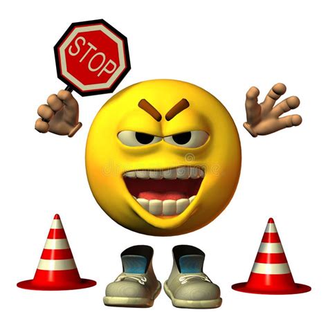 Smiley With Stop Sign Stock Illustration Illustration Of Cone 19475875