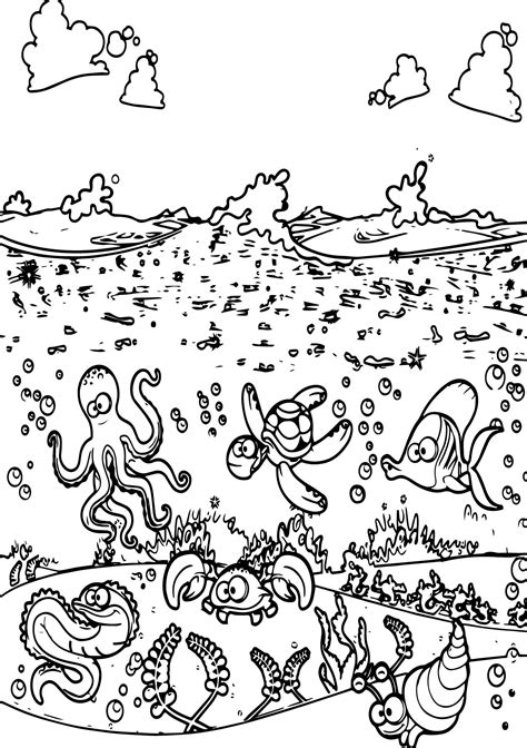 Cartoon Scene Underwater Coloring Page