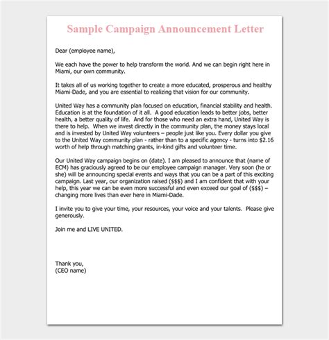 10 Free Announcement Letter Template Format Sample And Example 2023