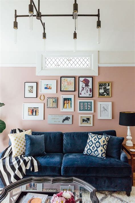 Good Ideas 20 Green Living Room With Blush Pink Sofa Blue Couch