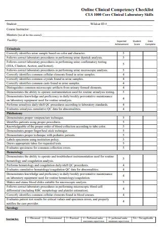 Blank Competency Checklist Template Portal Tutorials