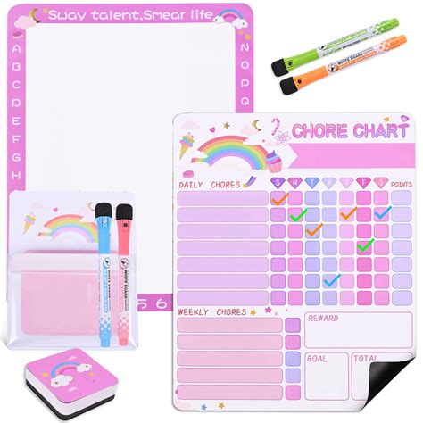 Buy Rainbow Magnetic Chore Chart Of Kids With Kids Doodle Board