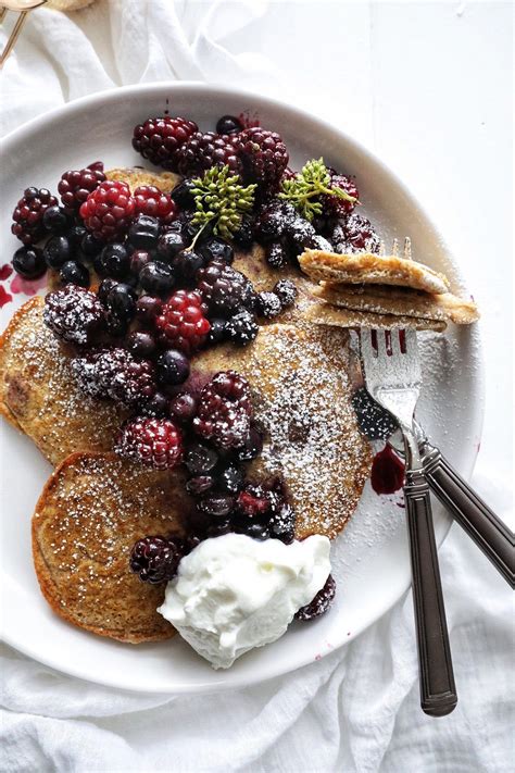 Fluffy Whole Wheat Pancakes With Roasted Black And Blues Simply