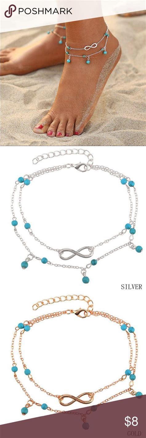 3 For 20 Anklet With Infinity Symbol And Turquoise Turquoise Anklet Anklet Women Jewelry