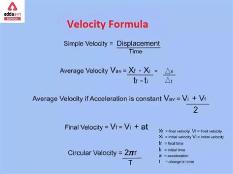 Velocity Formula, Equation in Physics for Class 9