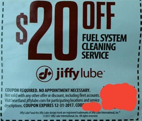 Jiffy Lube 20 Off Fuel System Cleaning Service Coupon Discount Fast