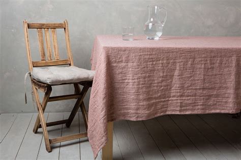 Linen Tablecloth Linen Table Cloth In Woodrose Table Etsy Uk