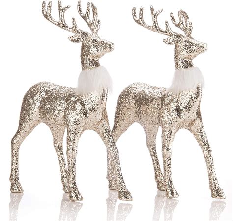Blitzlabs Christmas Reindeer Gold Glitter Deer Ornament