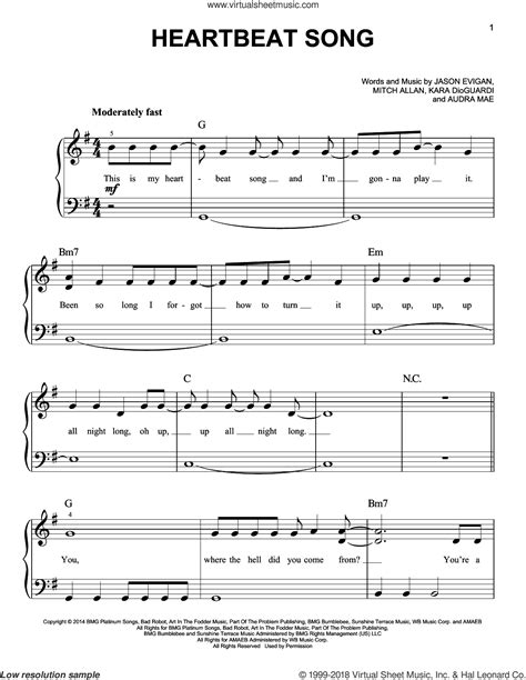 Free shipping on orders over $25 shipped by amazon. Clarkson - Heartbeat Song sheet music (beginner) for piano solo