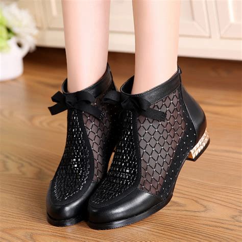 Hollow Mesh Bow Boots Ankle Boots Battling Blades