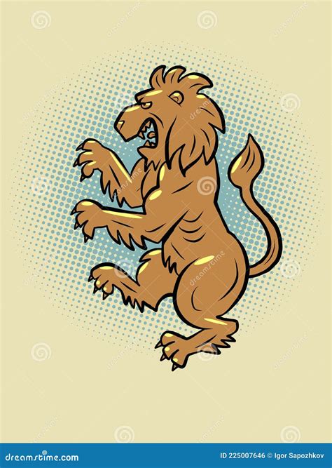 The Heraldic Lion A Predatory Animal In An Upright Position With A