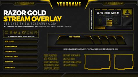 Instant downloads for use with streamlabs and stream elements. Razor Gold - Free Gold Twitch Alerts - Twitch Overlay