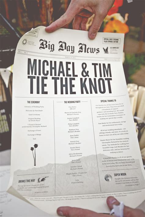 Newspaper Inspired Ceremony Programs Feather Love Weddings Theknot