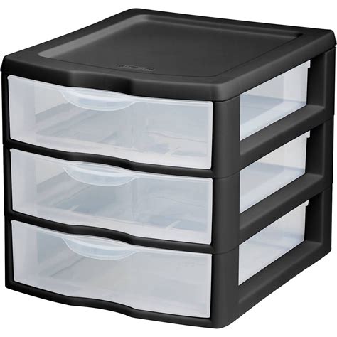 Sterilite Small 3 Drawer Unit White Clear Drawers