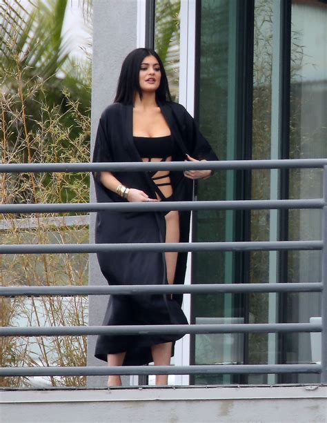Kylie Jenner In Cutout Swimsuit On The Set Of A Photoshoot In Hollywood