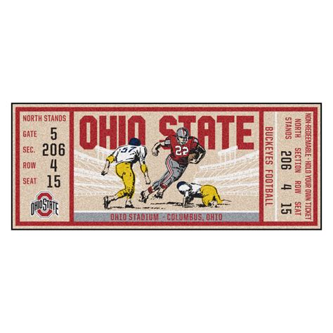 Ohio State Buckeyes Ticket Runner Mat 295 X 72
