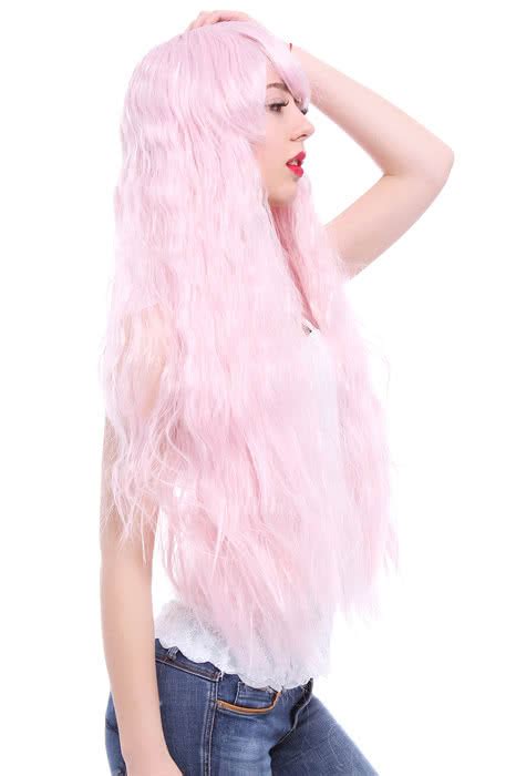 Rhapsody 80cm Langes Cosplay Perücken Harajuku Curly Wave Pink Schöne