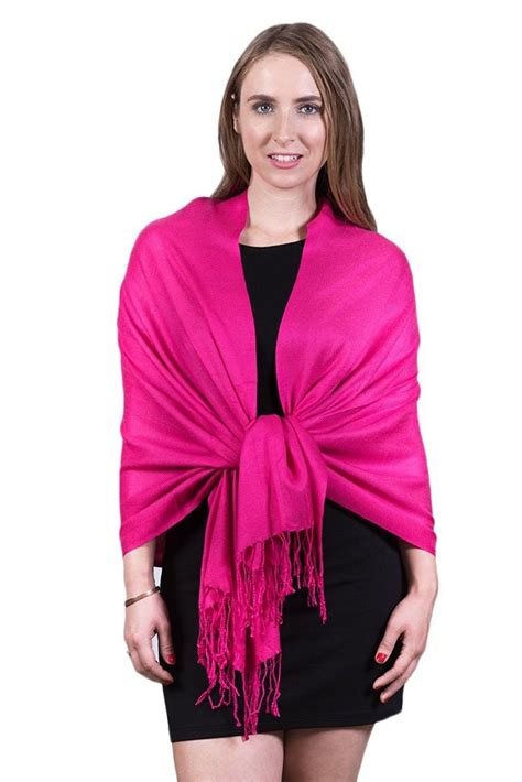 Pure Solid Pashmina Shawl Scarf Silky Soft Opaque Hot Pink Cu1880thens Scarves And Wraps