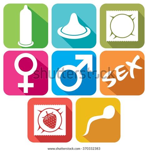 Sex Flat Icon Set Condom Packaging Stock Vector Royalty Free 370332383 Shutterstock